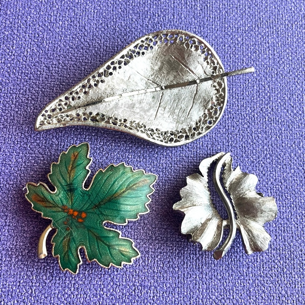 Vintage Scandinavian Botanical Motif Mid-century brooches